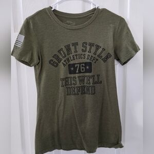 Womens, Grunt Style Olive Green T-Shirt